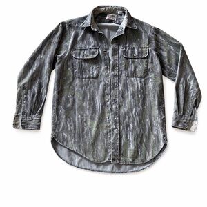 Vintage Cabela’s Made in USA Camouflage Button Up Shirt Large Hunting Outdoors